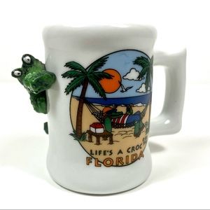 “Life's a Croc” 3D Alligator, Florida Souvenir Ceramic Mini Mug, Vintage 1993